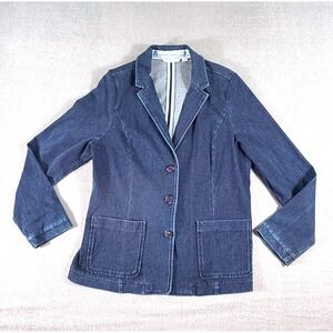 Isaac Mizrahi Live Stretch Denim Blazer Jacket Women's L Blue QVC Minimalist